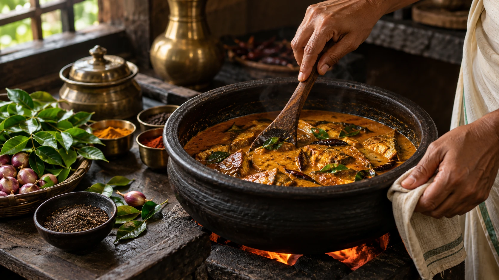 Illustrative hands-on Kerala curry preparation